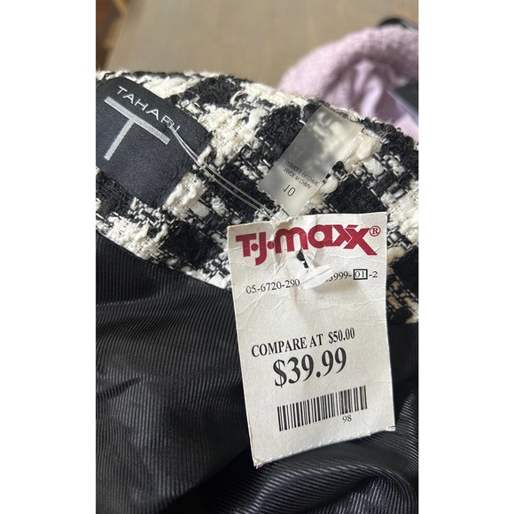 Tahari Cropped Black and White Tweed Jacket - S - Picture 7 of 8